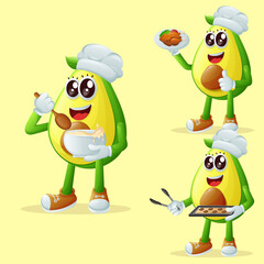 Cute avocado character in the kitchen