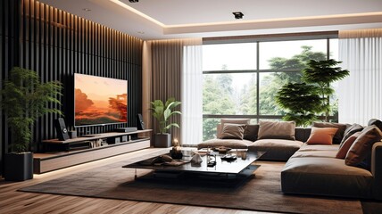 Fototapeta premium a stylish and comfortable modern living room. GENERATE AI