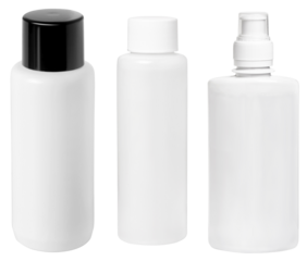 set of white plastic bottles isolated