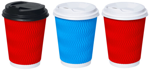 set of wavy isolated disposable coffe cup