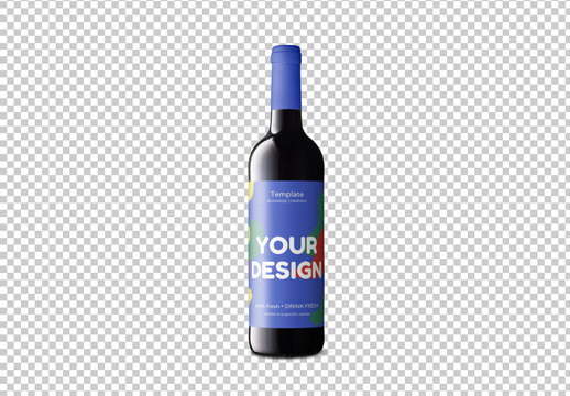 Mockup of customizable cork top wine bottle and label available against customizable color background