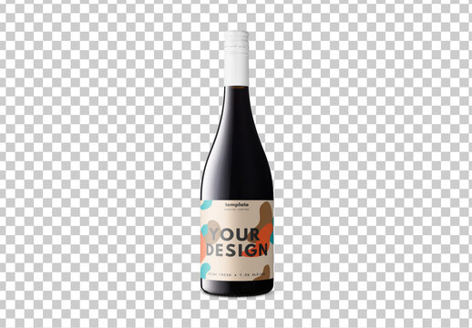 Mockup of customizable screwtop wine bottle and label available against customizable color background