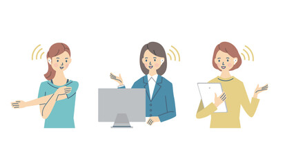 ワイヤレスイヤホンをする女性