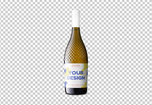 Mockup of customizable champagne or sparkling wine dimpled bottle and label available against customizable color background
