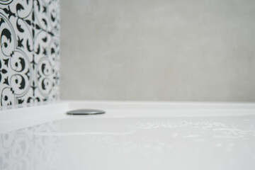 Shower tray in bathroom interior, close up