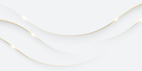 White abstract background with luxury golden lines