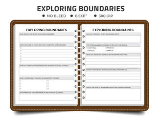 Boundaries Therapy Self Help Journal Prompts Insert Mental Health Planner Counselling Aid Psychology Tool CBT Logbook Or Notebook Kdp Planner