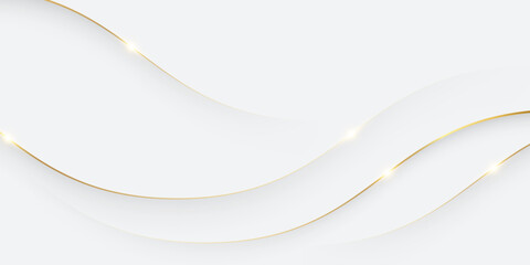 White abstract background with golden lines - obrazy, fototapety, plakaty