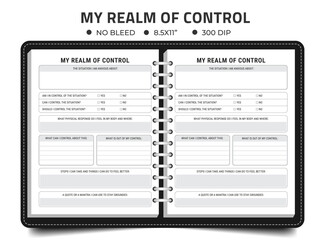 My Realm Of Control Logbook Or Notebook Journal Kdp Planner Control Printable Interactive Worksheet Journal Inserts Planner Notebook Template Therapy Psychology Mental Health School Counseling Tools