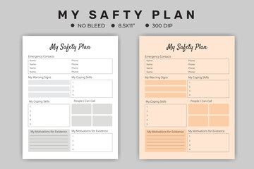 My Safety Plan Logbook, Notebook, Journal Kdp Template Planner