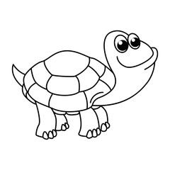 Funny turtle cartoon characters vector illustration. For kids coloring book.