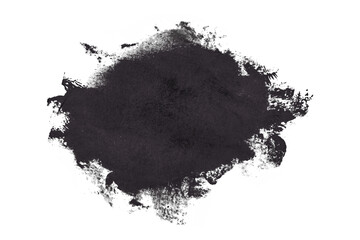 Shiny black gray brush watercolor painting isolated on transparent background. watercolor png