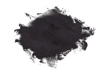Shiny black gray brush watercolor painting isolated on transparent background. watercolor png