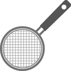 網杓子のシンプルなモノクロイラスト