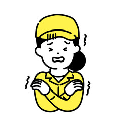 かわいい人物のイラストシリーズ _ 作業員の女性 _ 寒い