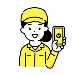 かわいい人物のイラストシリーズ _ 作業員の女性 _ OK