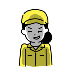 かわいい人物のイラストシリーズ _ 作業員の女性 _ 企む