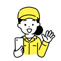 かわいい人物のイラストシリーズ _ 作業員の女性 _ 楽しい