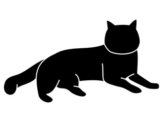 横になってこちらを見ている猫のシルエット