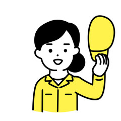 かわいい人物のイラストシリーズ _ 作業員の女性 _ 挨拶