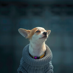 chihuahua dog wearing a sweater