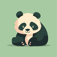 Cute 2d vector illustration of a sitting panda