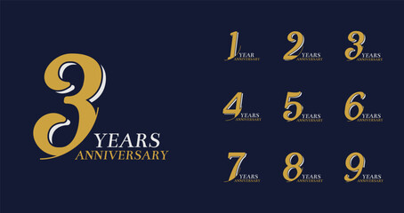 Golden anniversary logo collections. Birthday number for celebration moment with luxury style