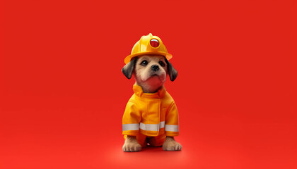 Dog, fireman. Ai generative.