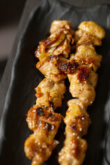 Grilled chicken skewers, seasoned chicken