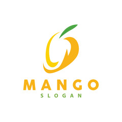 Mango Logo, Fruit Design Simple Minimalist Style, Fruit Juice Vector, Icon Symbol Illustration