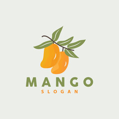 Mango Logo, Fruit Design Simple Minimalist Style, Fruit Juice Vector, Icon Symbol Illustration