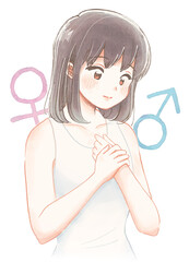 水彩風・自分の性別について考える10代の子