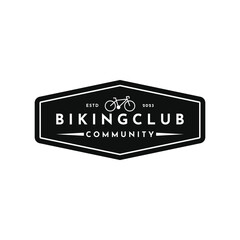 Vintage retro biking cycling club  logo design with hipster drawing style