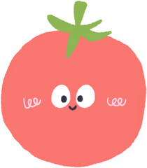 Cute Kawaii Red Tomato Cartoon Character Illustration