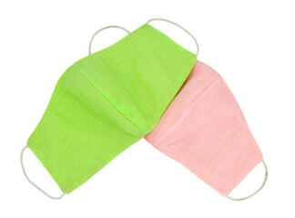 Colorful handmade cotton cloth protective mask isolated on transparent background