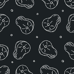 Seamless steak pattern. Drawn meat background