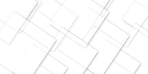 Abstract technology concept white template illustration and Geometric background with squares in bright light with soft shadows as pattern. paper texture and vector design.Rectangle Modern Background	
