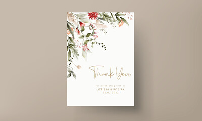 Bohemian floral watercolor wedding invitation card template