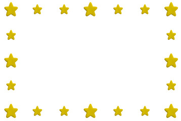 plasticine yellow star border on white background