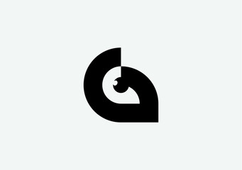 bold and simple logo letter G with a eagle eye symbol