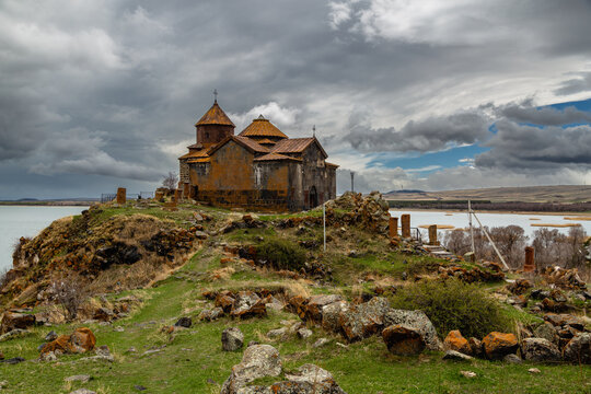Hayravank Monastery on coast of Sevan Lake in Armenia