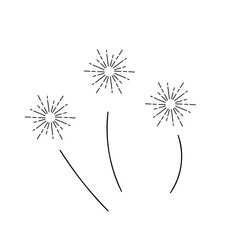 fireworks line icon, celebration, party, happy new year