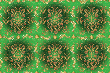 Seamless pattern with interesting doodles on colorfil background. Pano.