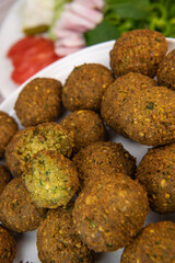 Fried falafel balls with chopped legumes and chickpeas,High quality photo
