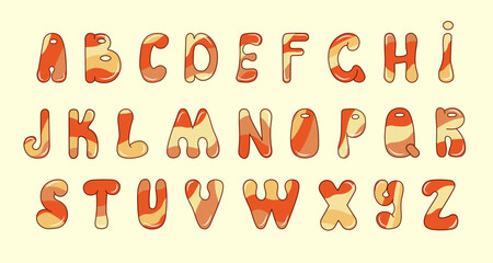 Cartoon alphabet. Set of groovy letters. Vector.
