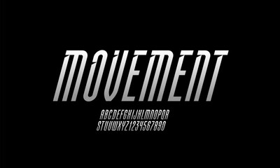 Longest font, high alphabet, croppered letters and numbers made Internal angled serifs bevel type made in italic style, vector illustration 10EPS