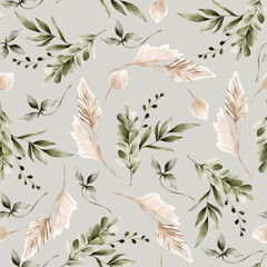 vintage floral seamless pattern with bohemian flower and leaves