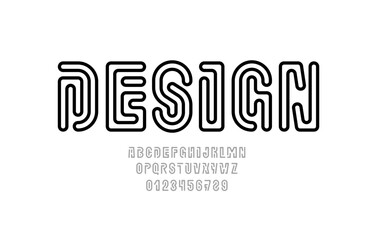 Digital font alphabet from segment line, minimal technology style letters and numbers, vector illustration 10EPS