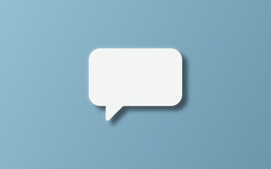 White empty speech bubble or balloon over blue background with shadow, chat, communication or dialogue concept template