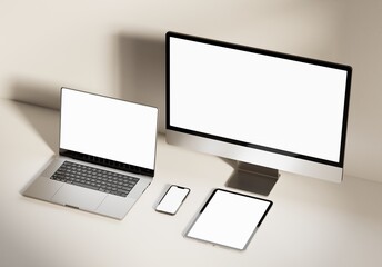 Responsive Web Design and website Mockup, Devices Mock up, Smartphone desktop tablet laptop template Mockup - obrazy, fototapety, plakaty